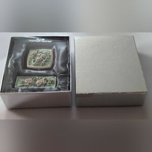 Argento SC Augusta Compact Mirror Lipstick Case Swarovski Crystals Authentic Box